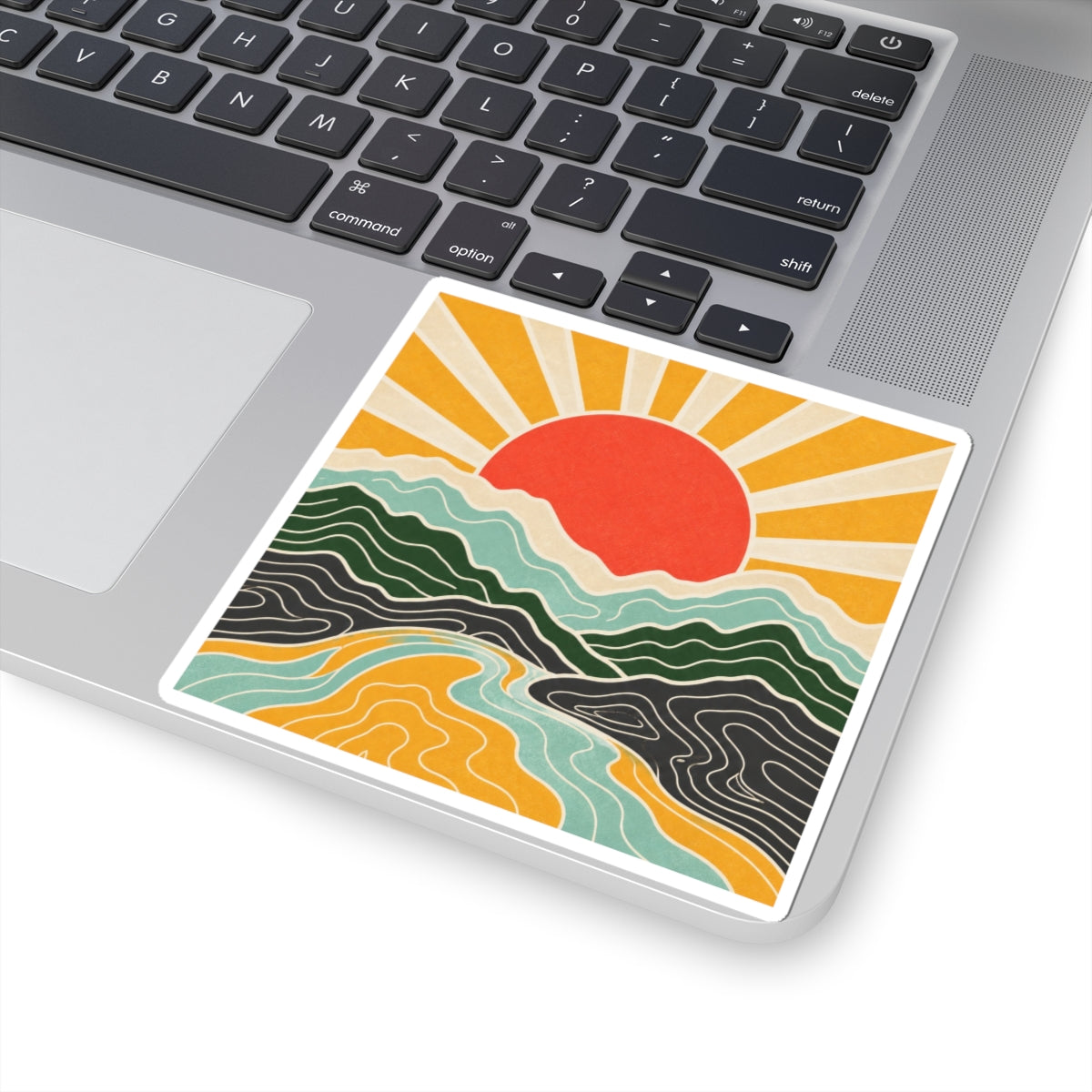 Topographic Sunrise Abstract Mountain Adventure Sticker