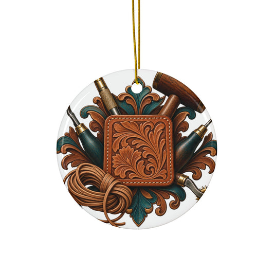 Traditional Leather Tooling Workshop Round Ornament