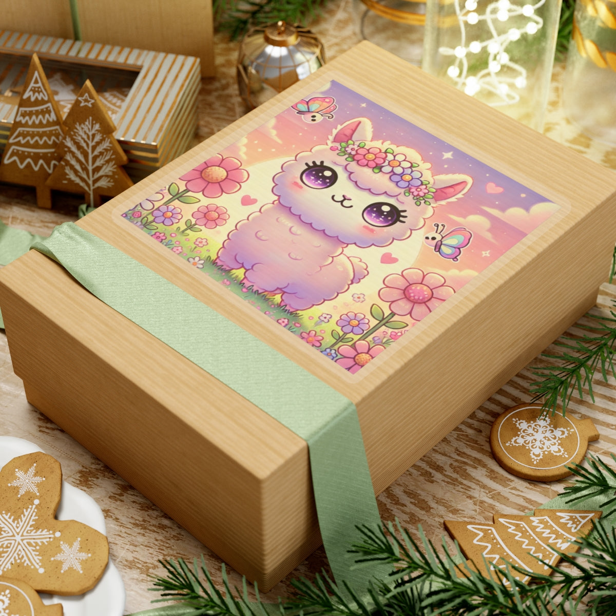 Pastel Floral Alpaca Garden Kawaii Sticker