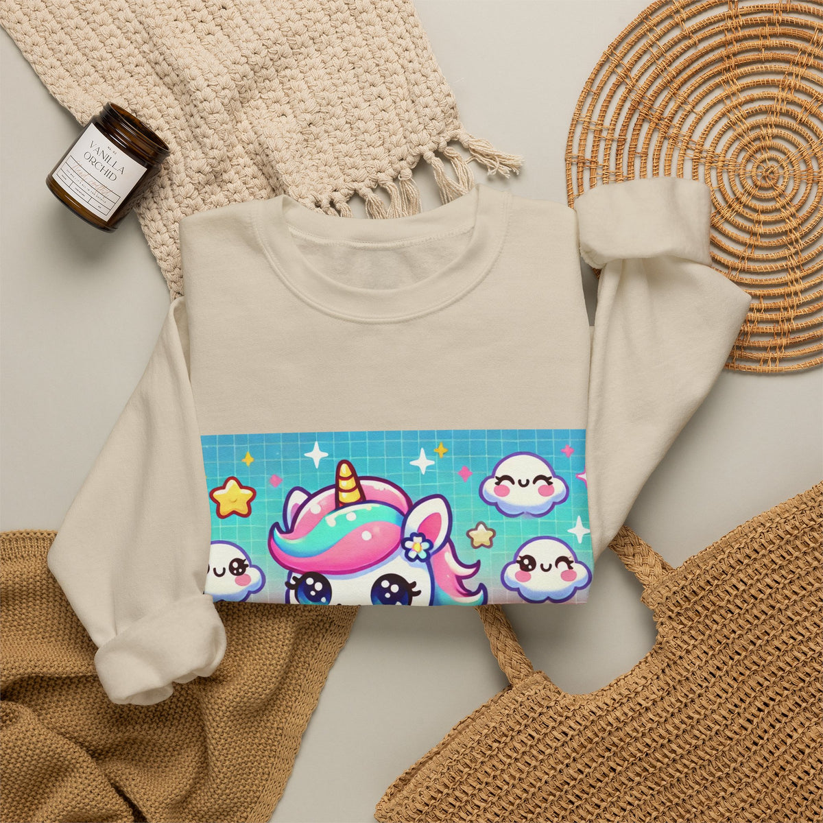 Pastel Rainbow Unicorn Cloud Kawaii Sweatshirt