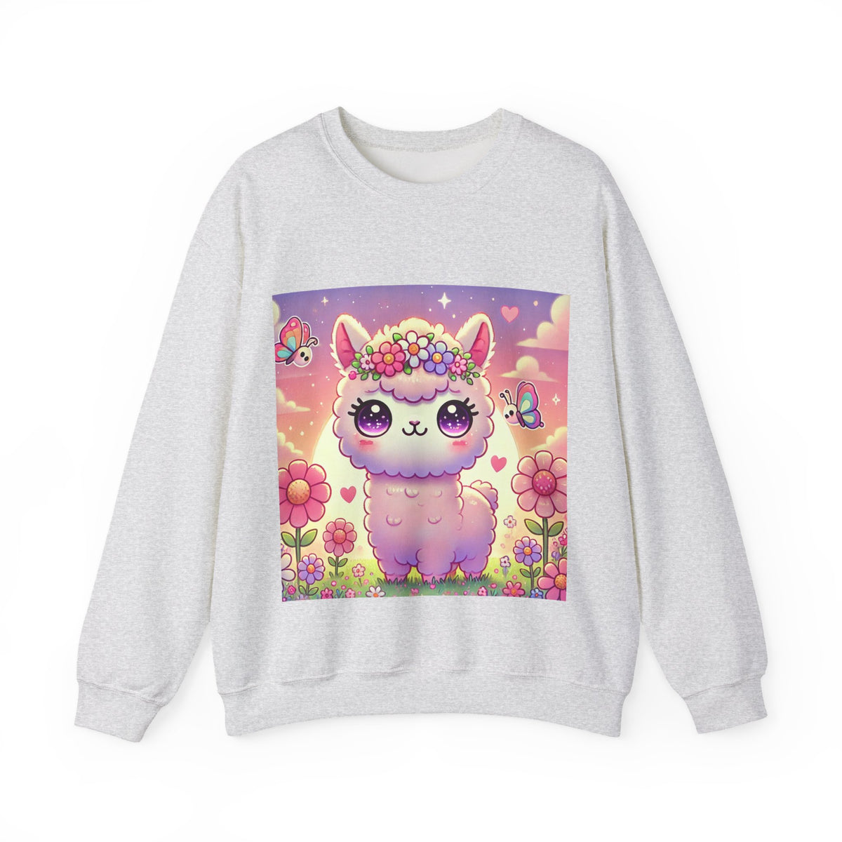 Pastel Floral Alpaca Garden Kawaii Sweatshirt