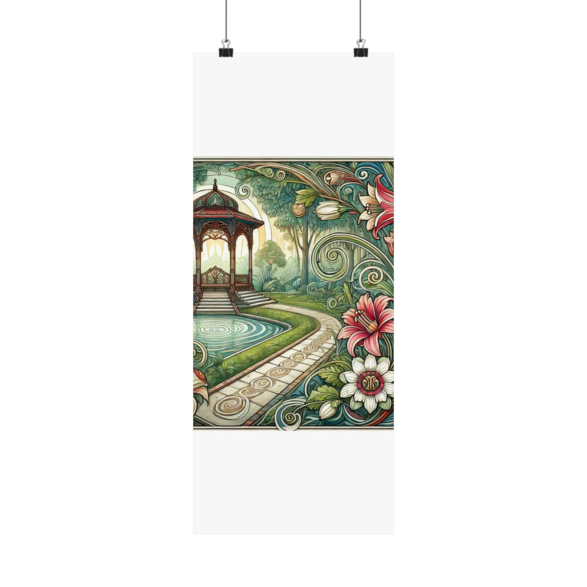 Botanical Gazebo Garden Art Nouveau Wall Art Poster