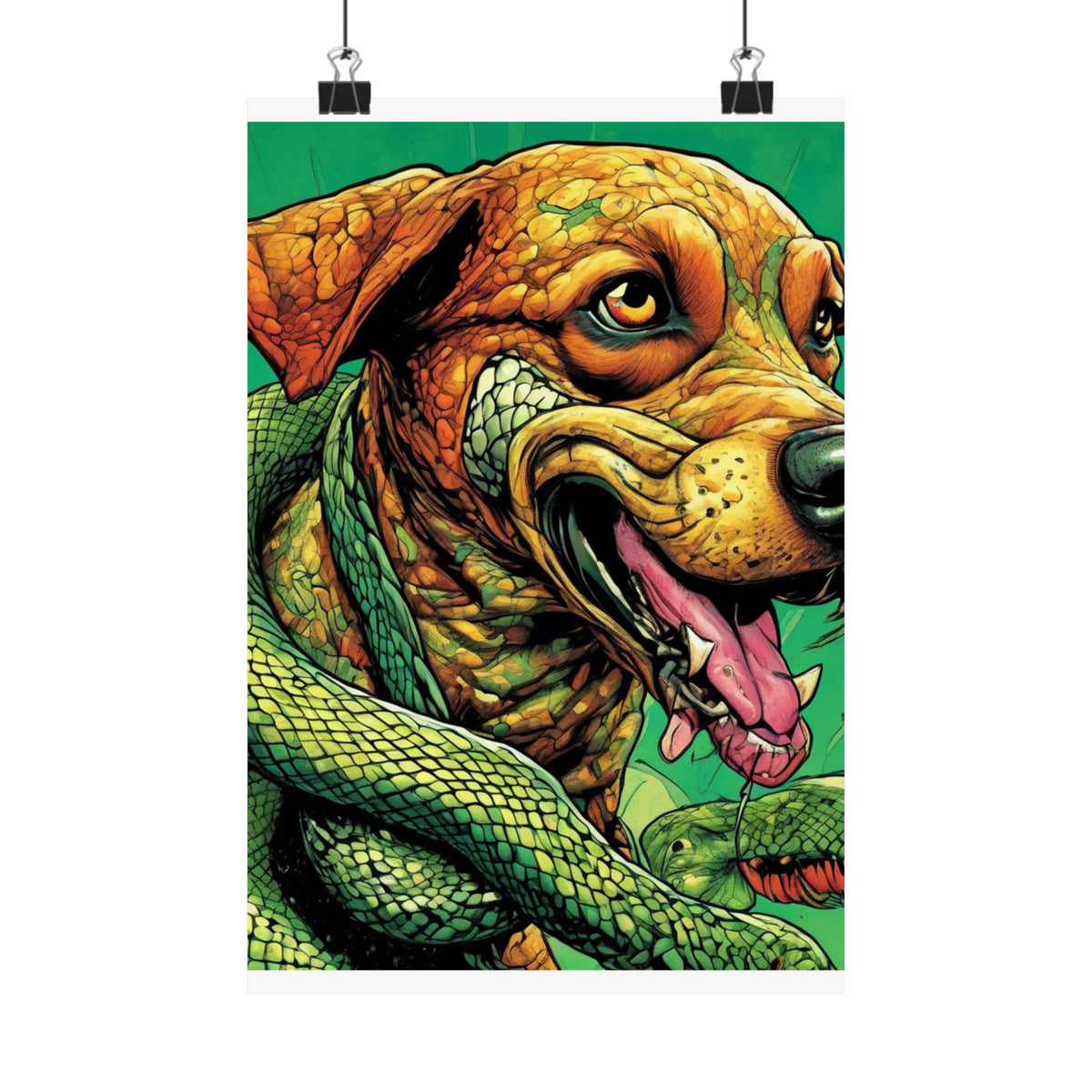 Serpent Guardian Dog Bold Fantasy Creature Art Poster