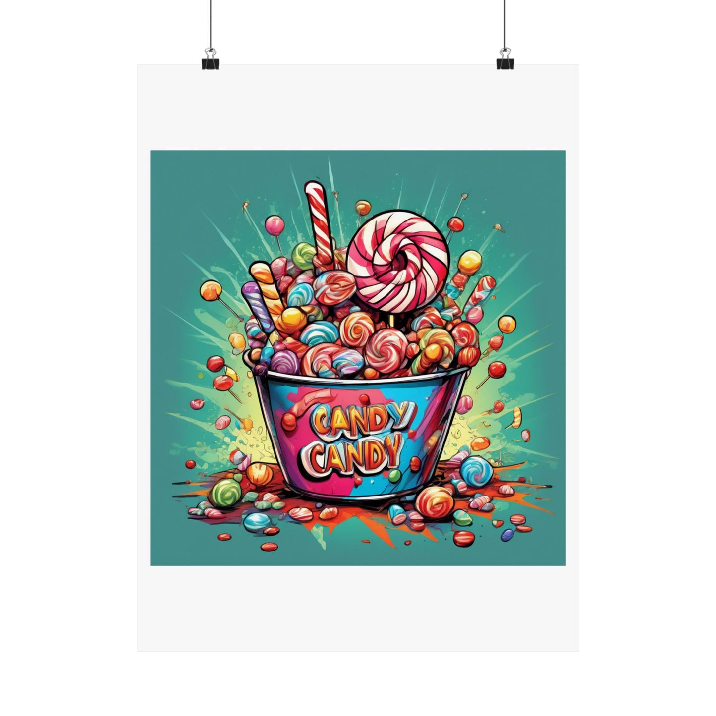 Holiday Candy Bucket Sweets Gift Art Poster