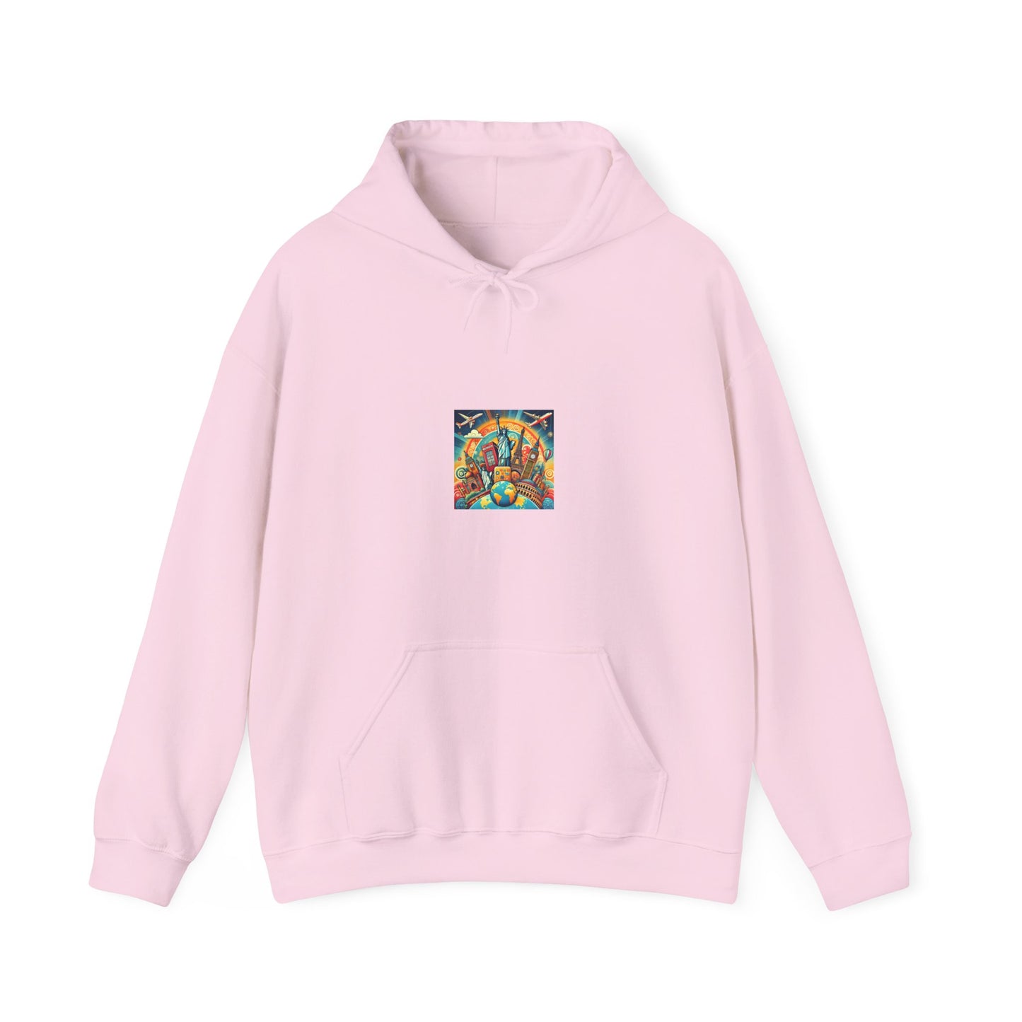 Global Landmark Adventure Collage Cozy Travel Hoodie