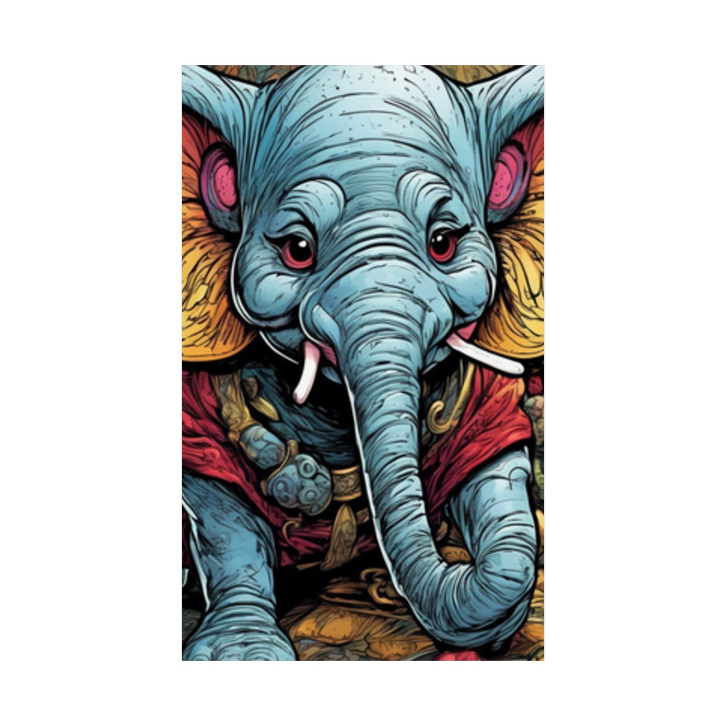 Colorful Elephant Garden Parade Wildlife Wall Art Poster