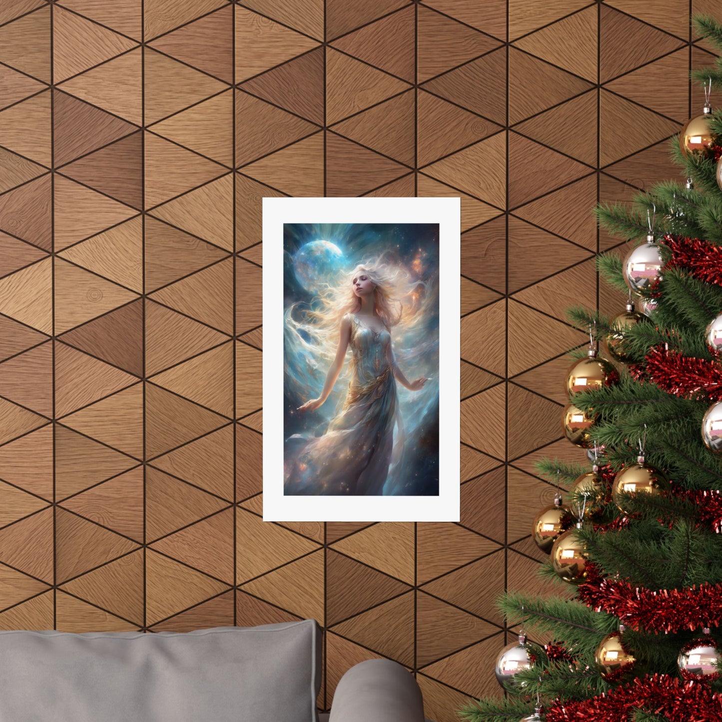 Moonlit Celestial Maiden Fantasy Portrait Poster