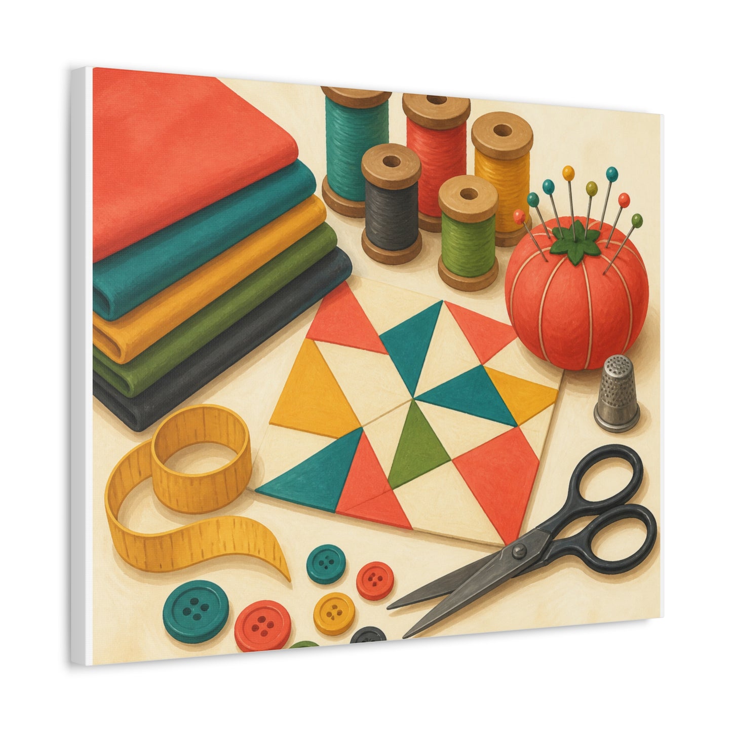 Colorful Sewing and Quilting Hobby Canvas Art