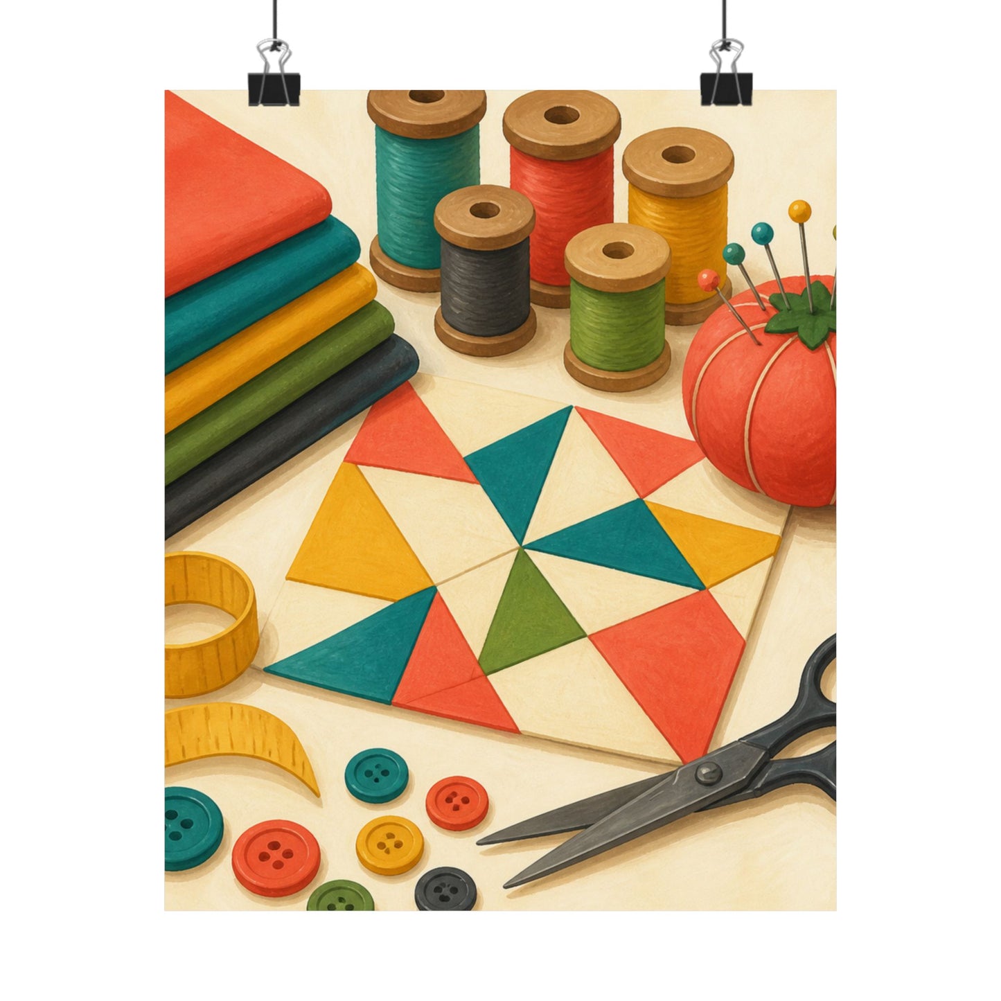 Colorful Sewing and Quilting Hobby Poster