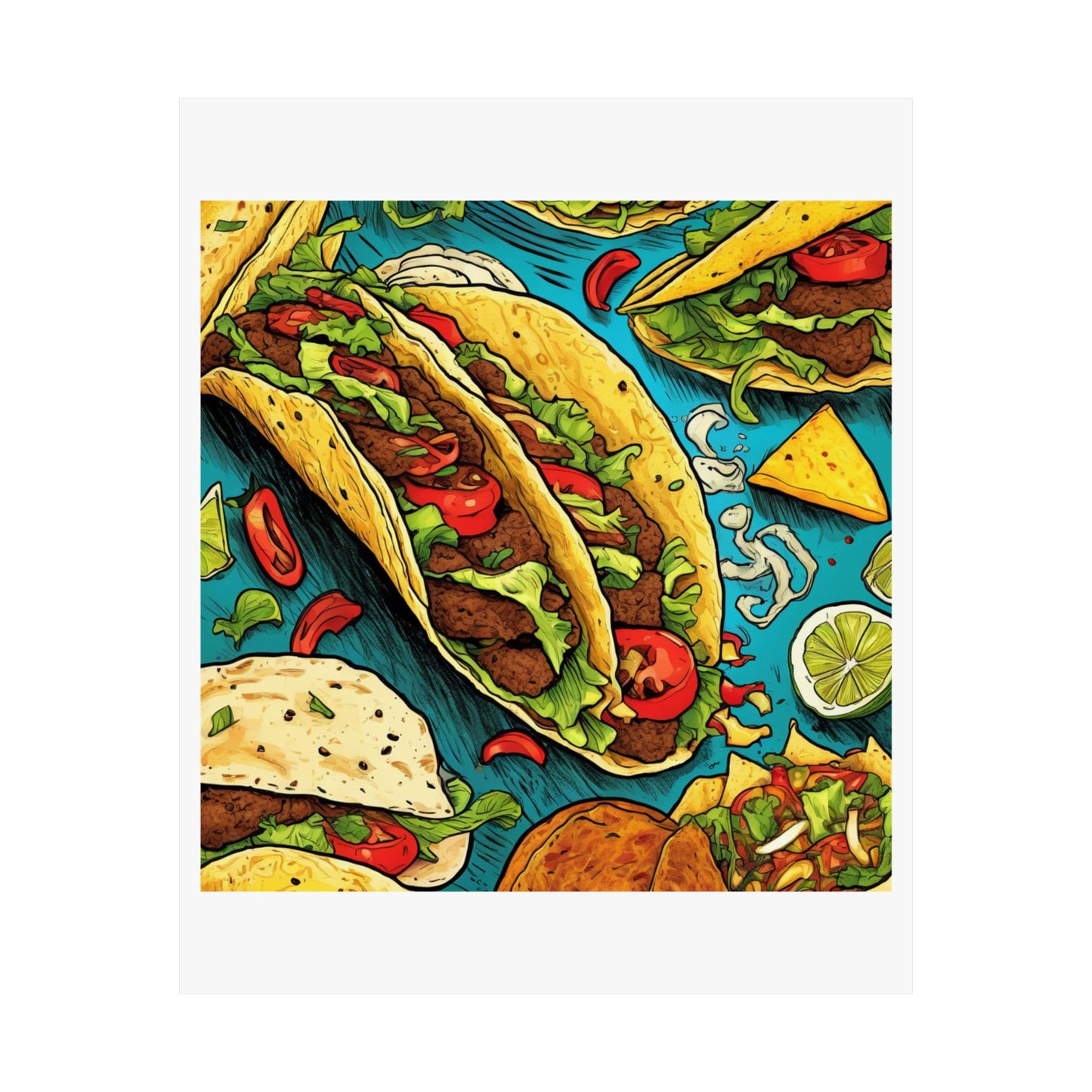 Taco Party Pattern Foodie Gift Art Poster