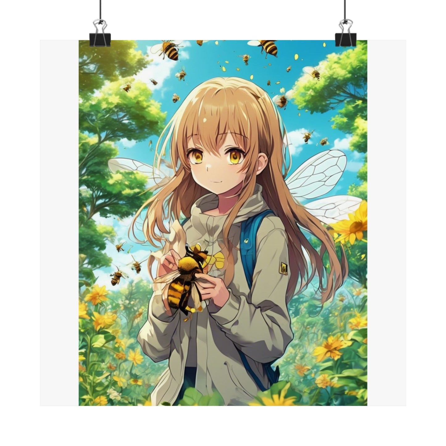 Bee Fairy Garden Anime Nature Art Poster