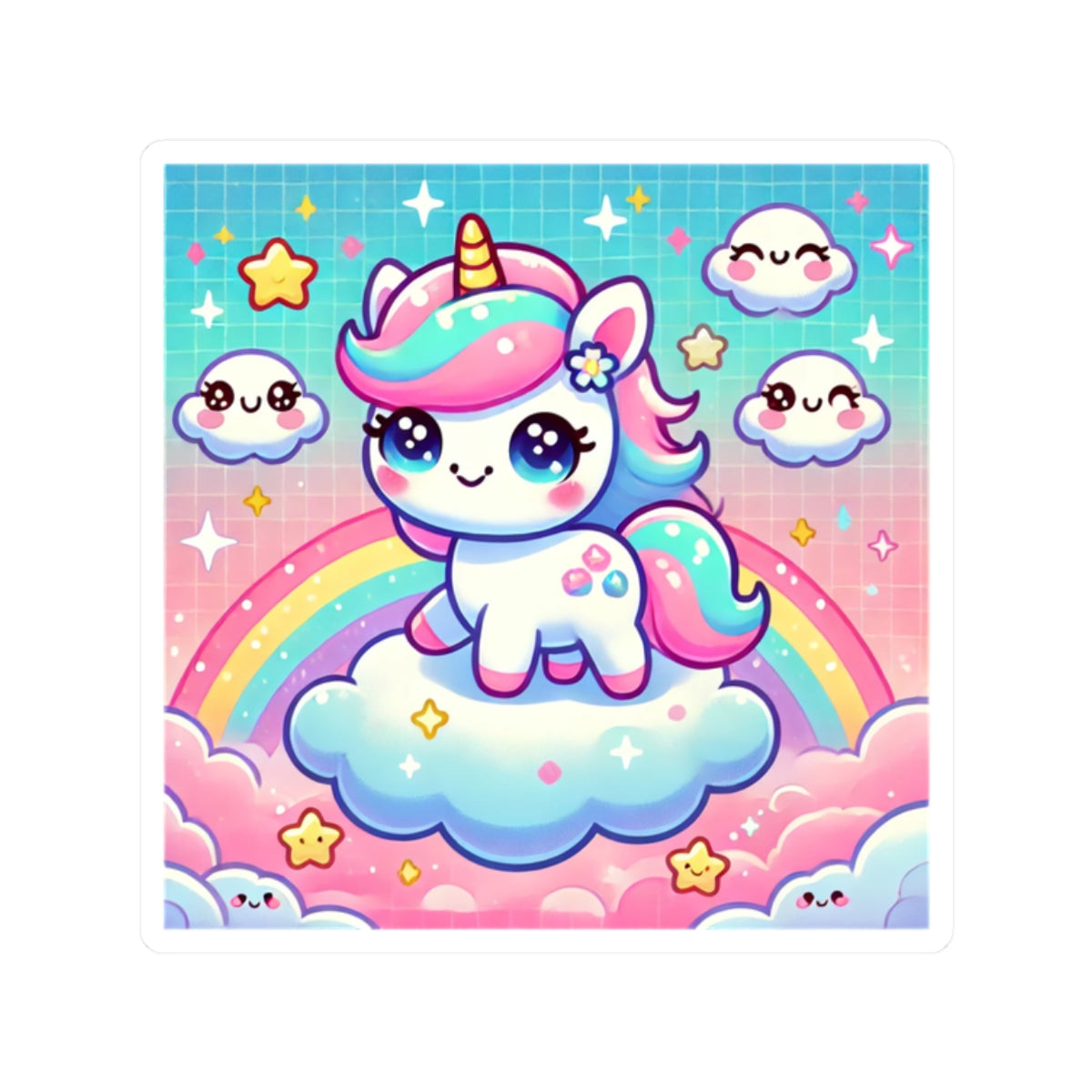 Pastel Rainbow Unicorn Cloud Kawaii Sticker