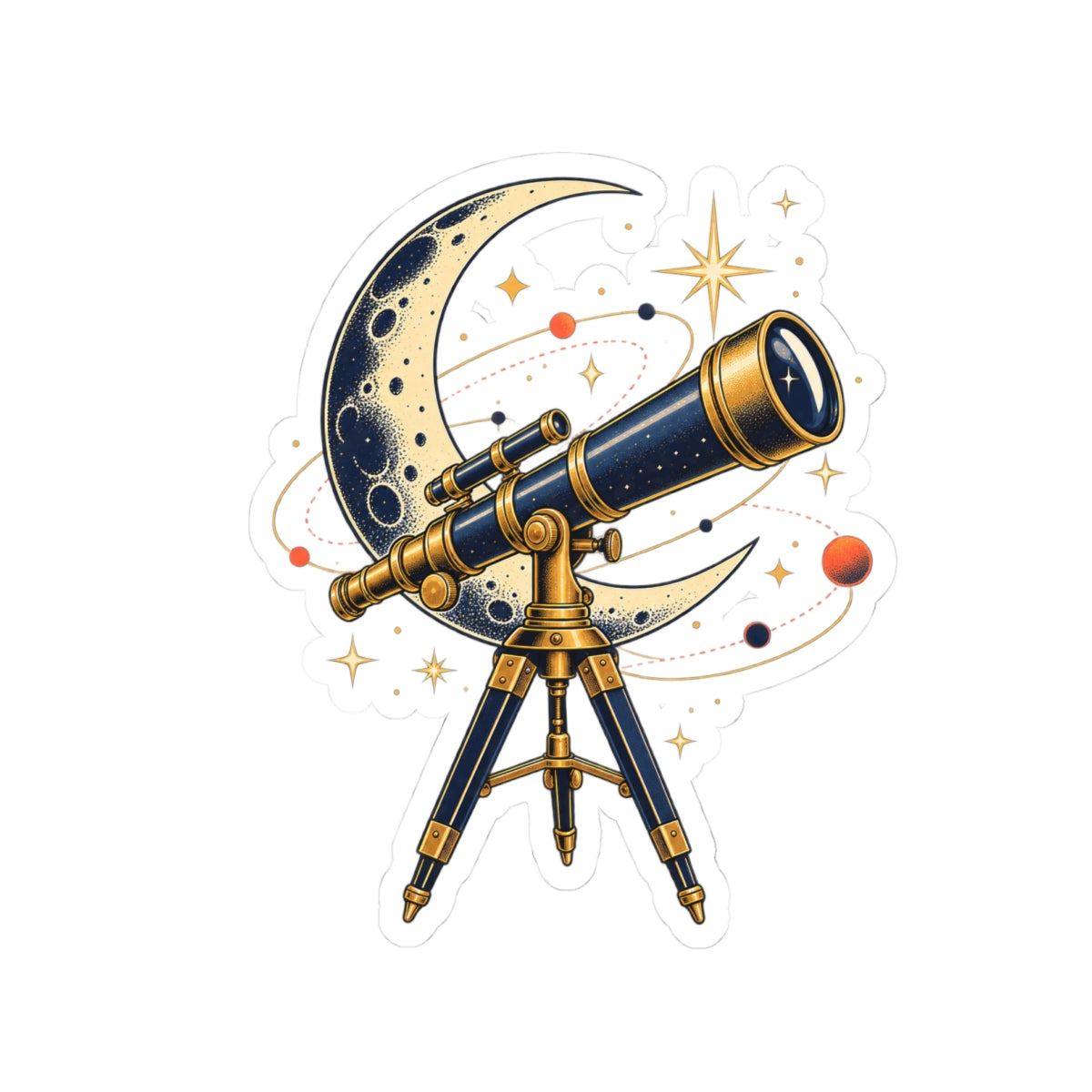 Vintage Telescope Celestial Astronomy Sticker