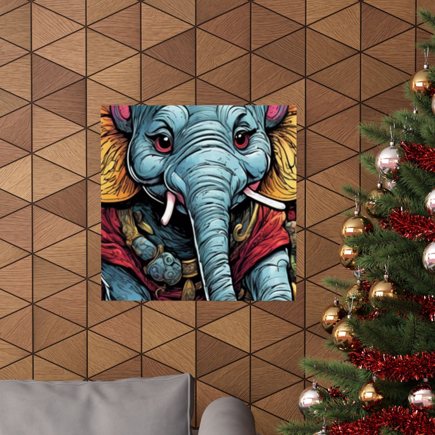 Colorful Elephant Garden Parade Wildlife Wall Art Poster