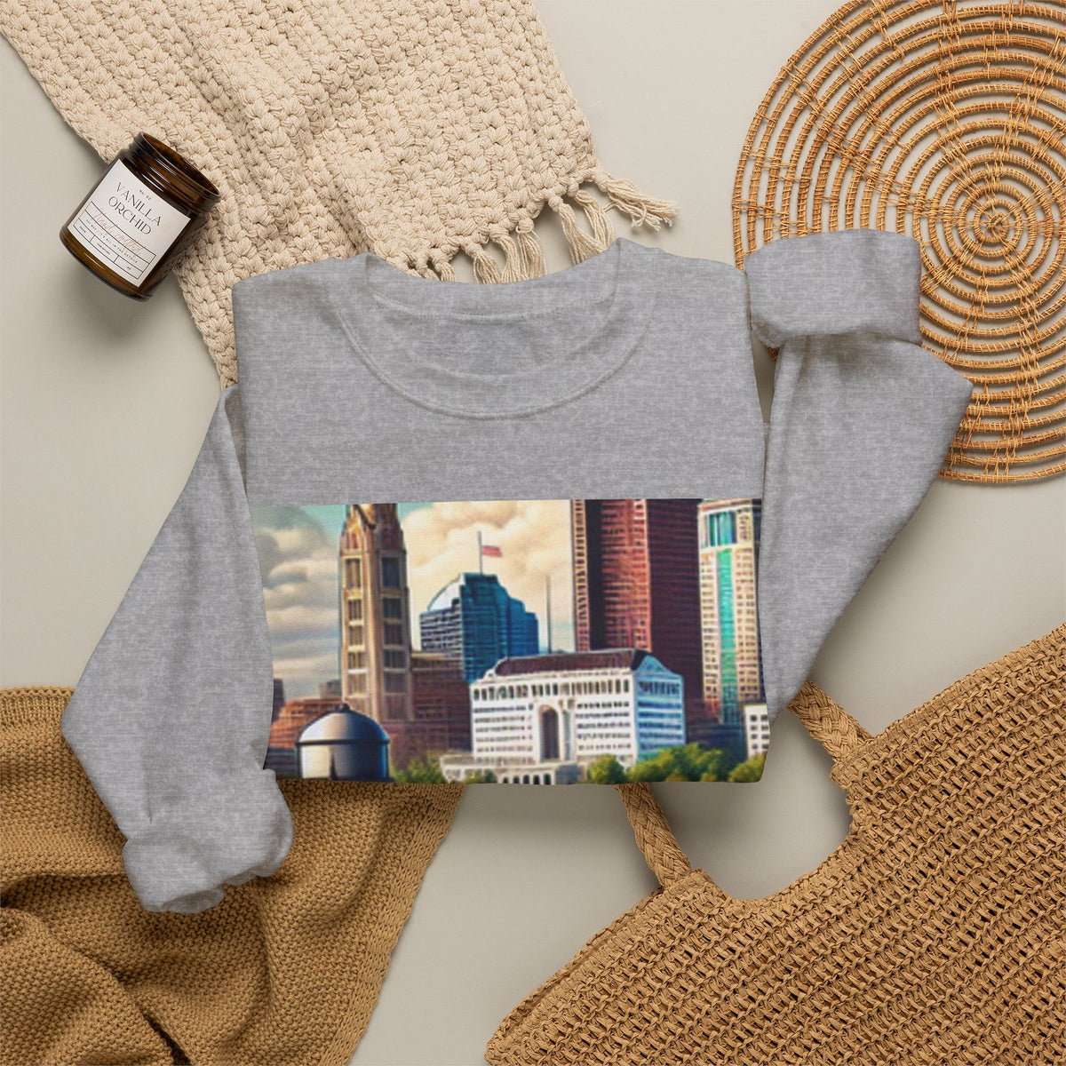 Rural River City Skyline Hometown Landscape Sweatshirt