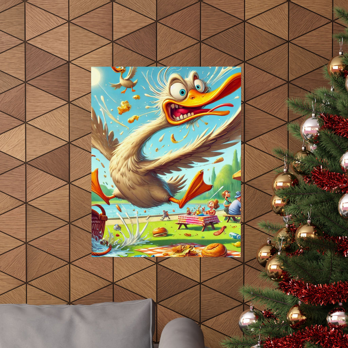 Chaotic Picnic Duck Funny Summer Wall Art Poster