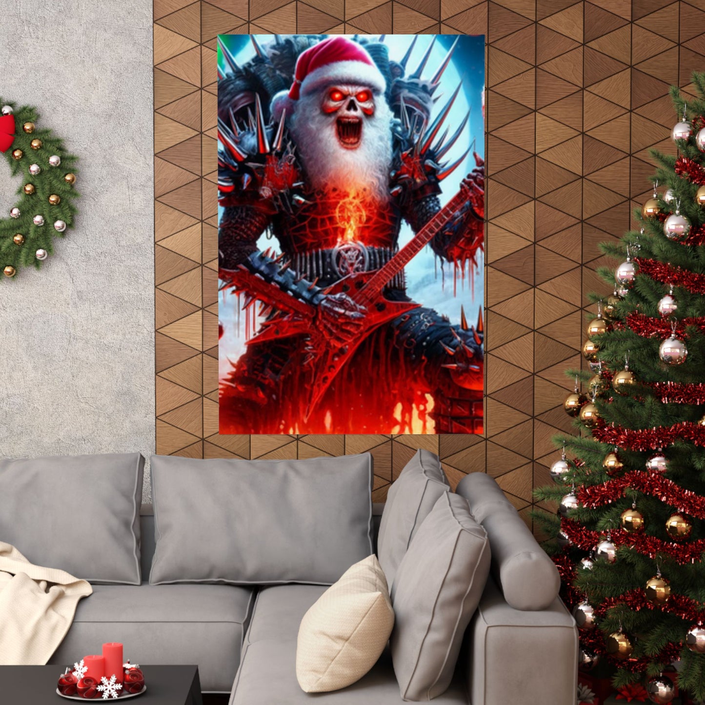 Heavy Metal Santa Holiday Concert Music Room Poster