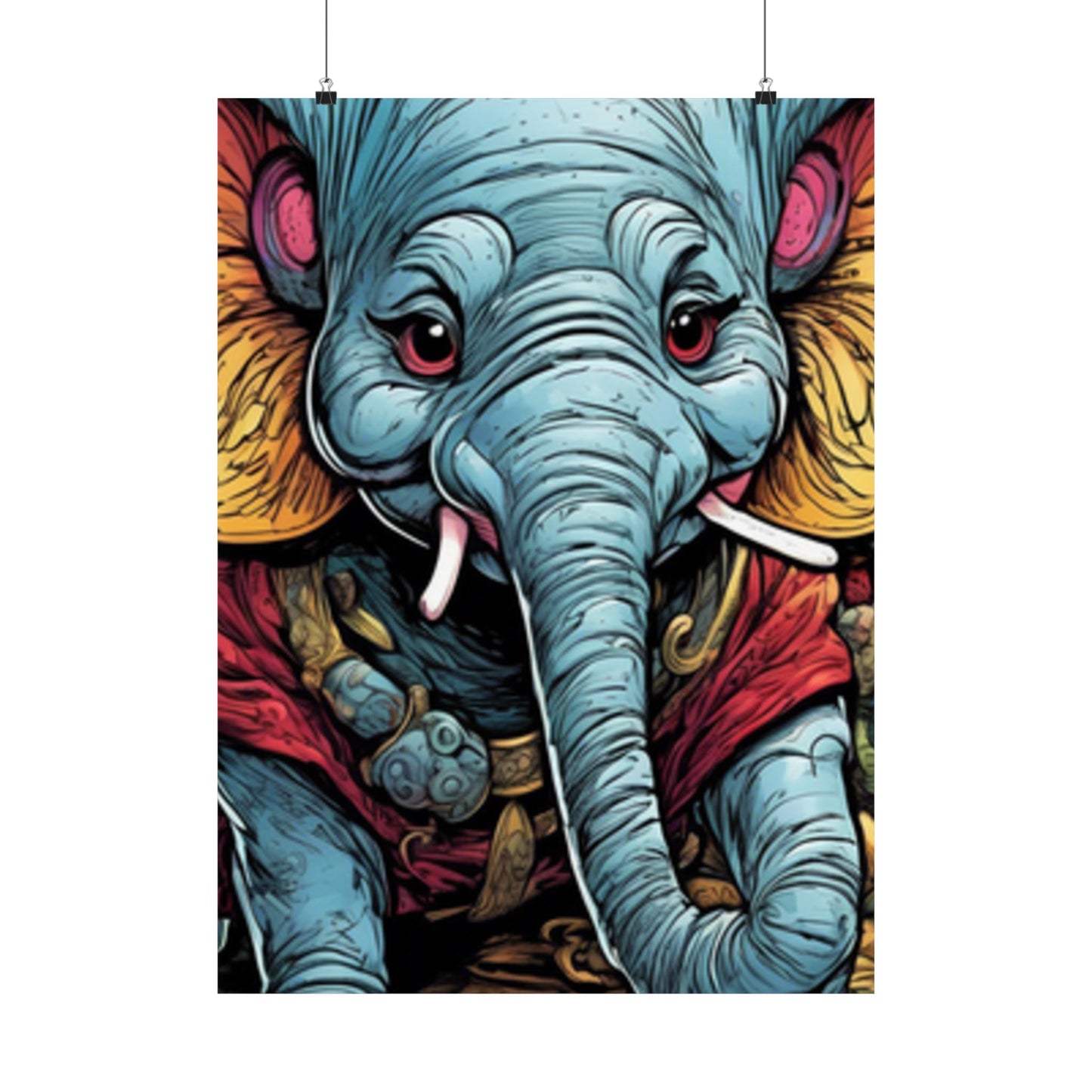 Colorful Elephant Garden Parade Wildlife Wall Art Poster