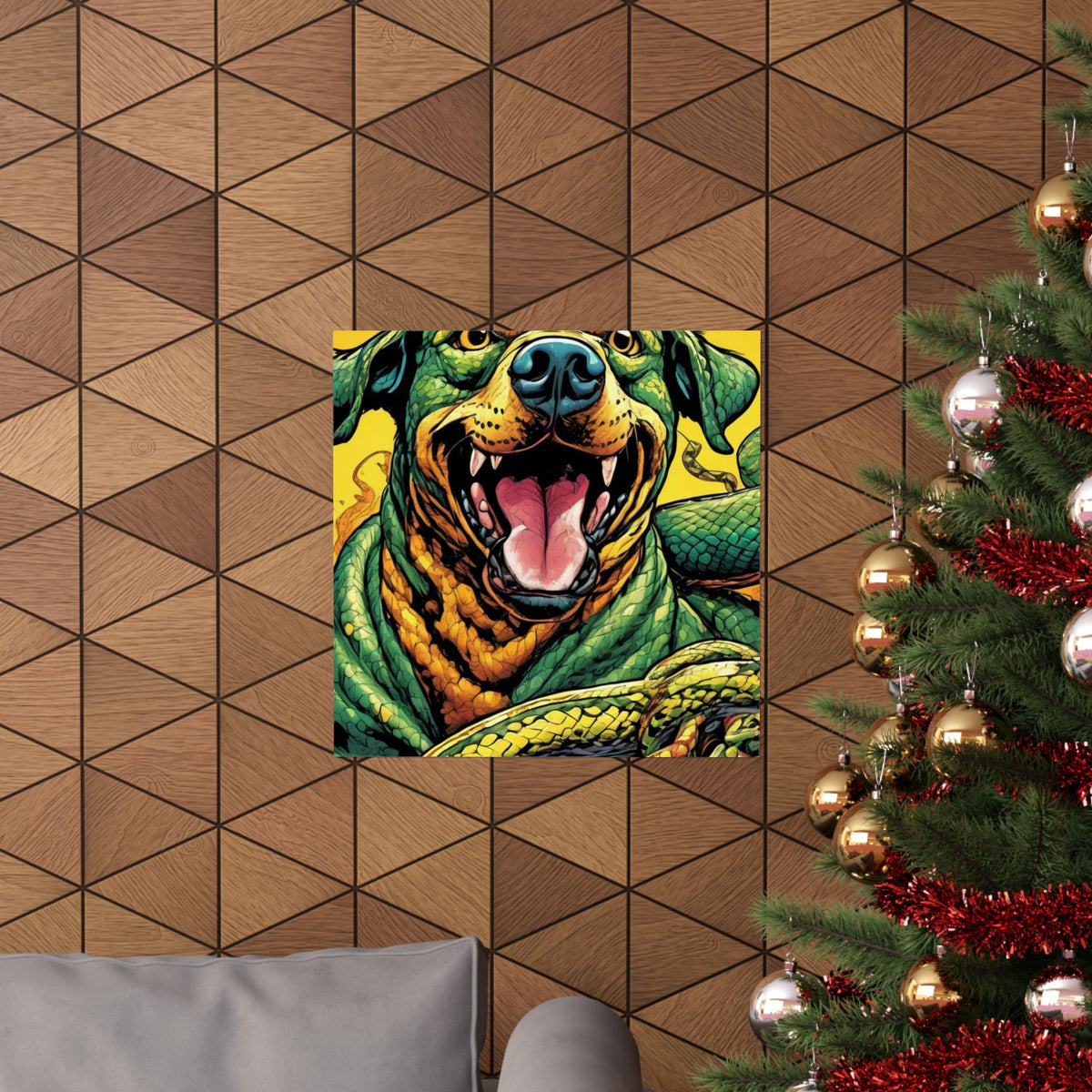 Surreal Serpent Hound Dark Fantasy Wall Art Poster