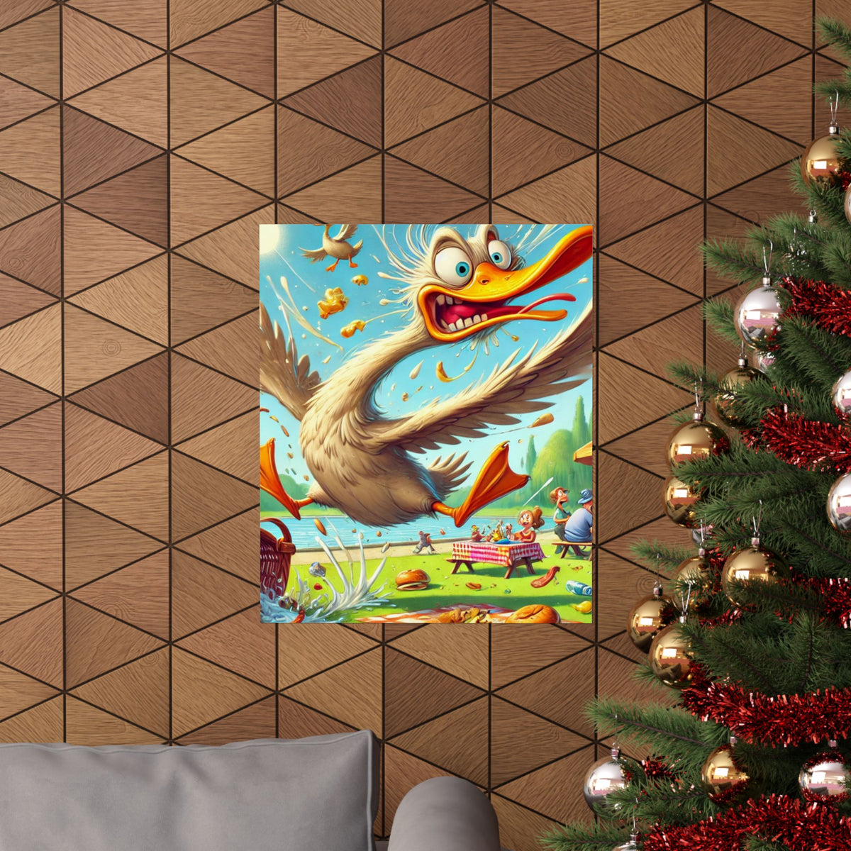 Chaotic Picnic Duck Funny Summer Wall Art Poster