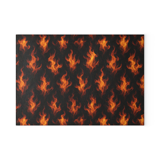 Fiery Glass Cutting Board - Kitchen Decor, Cooking Accessory, Gift for Chefs, BBQ Enthusiasts, Housewarming Present