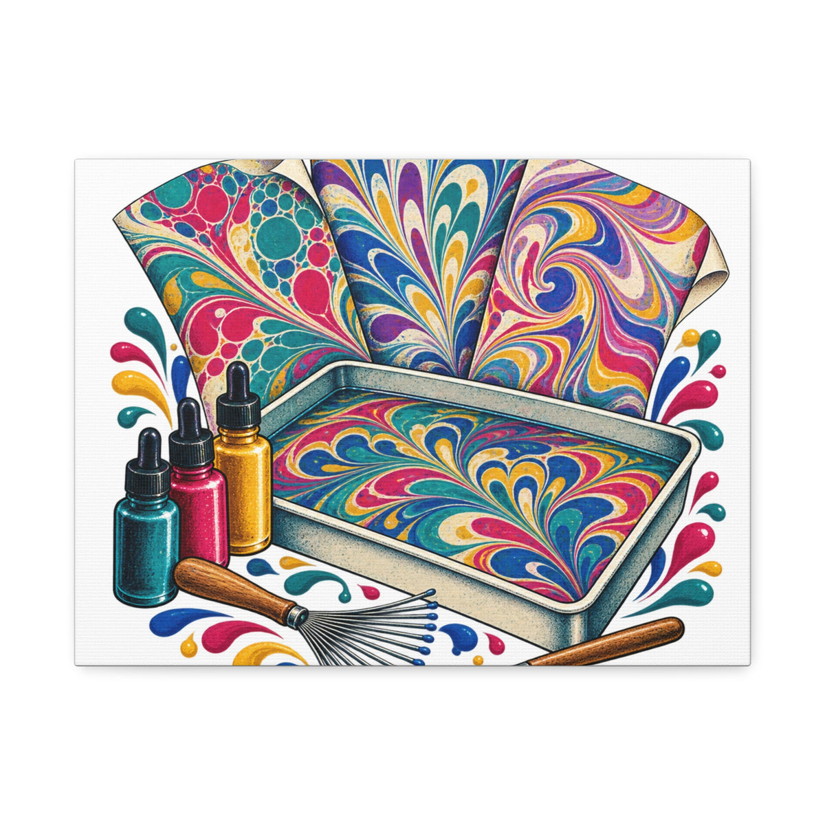 Colorful Paper Marbling Workshop Canvas