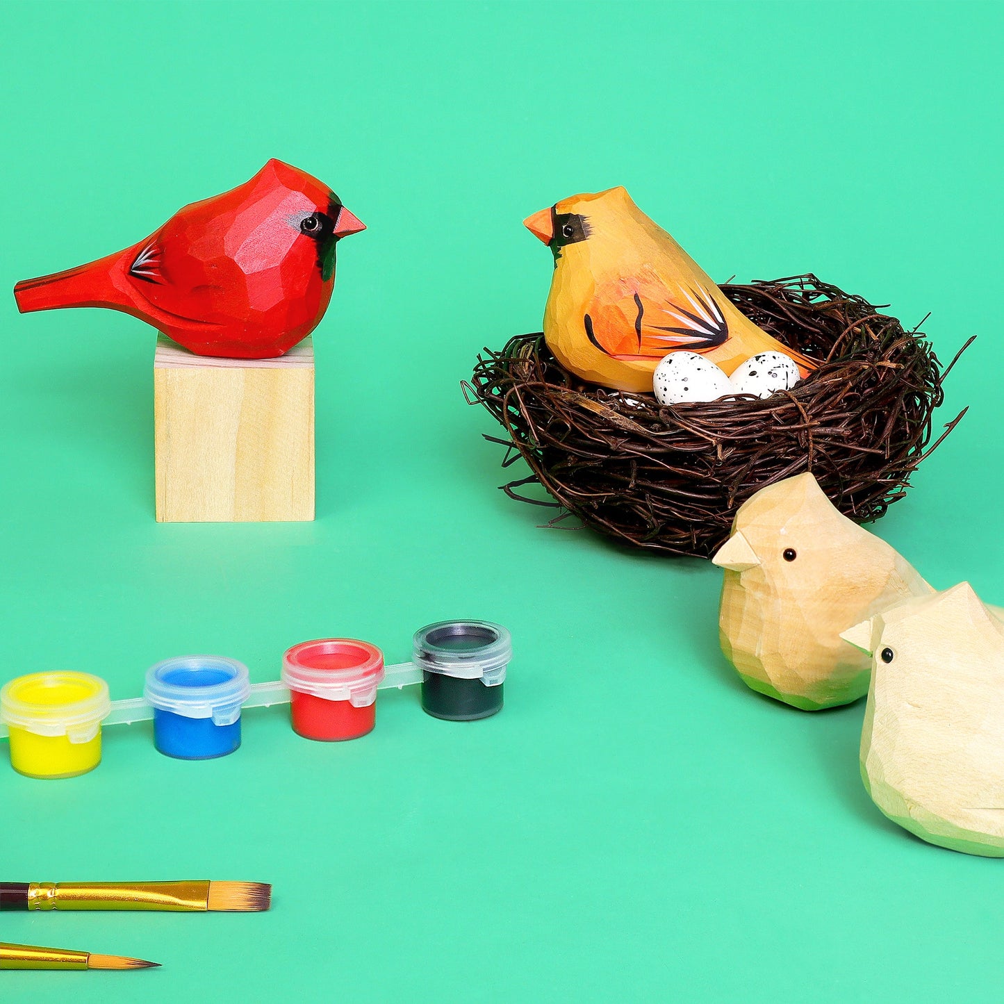 Hand-Carved Cardinal Bird DIY Painting Kit – Nature-Inspired Decor & Gifts