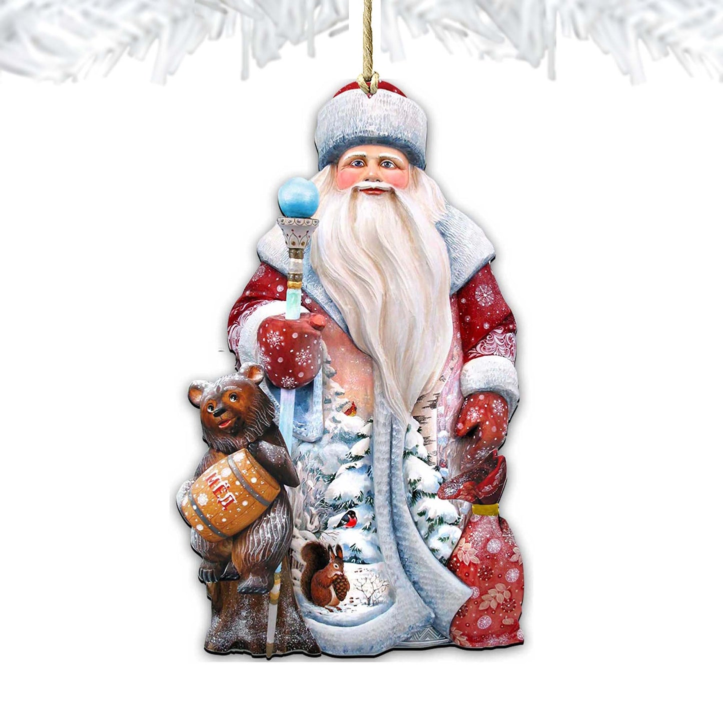 Honey Bear Christmas Wooden Ornaments by G. DeBrekht - Christmas Santa Snowman Decor - 8128811