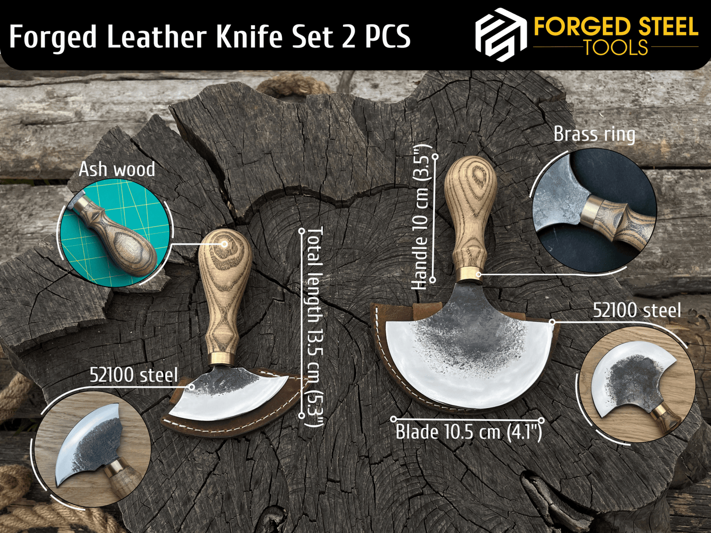 2-Piece Rounded Leather Knife Set