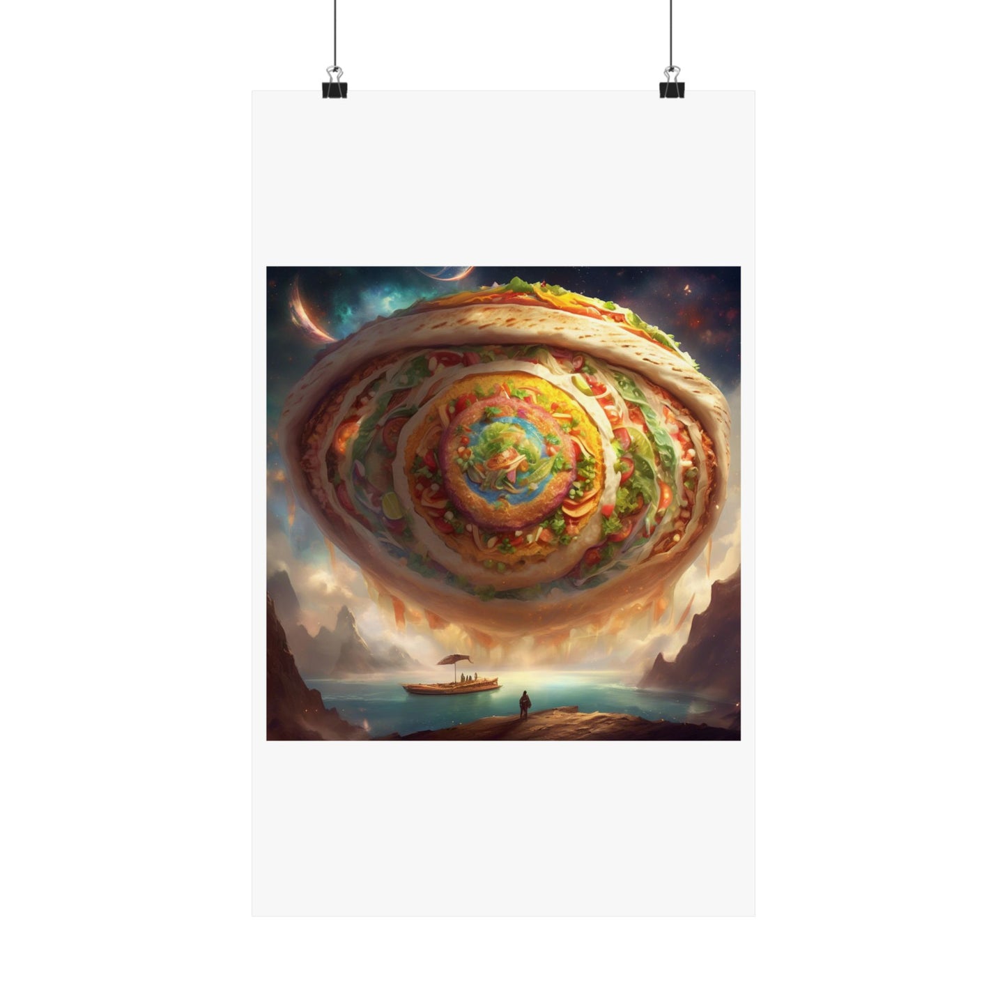 Cosmic Taco Portal Surreal Food Fantasy Art Poster