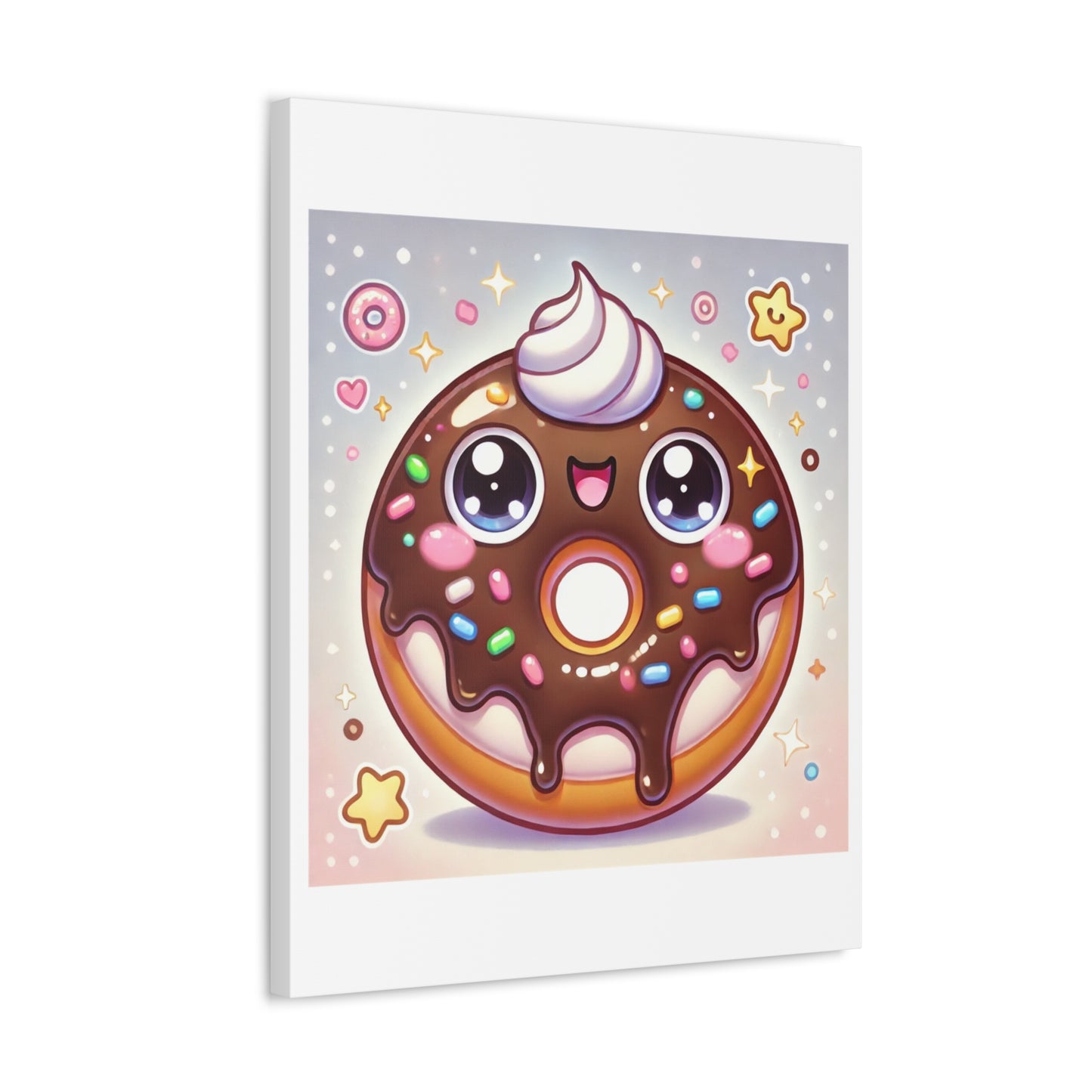 Kawaii Chocolate Donut Cute Dessert Canvas Wall Art