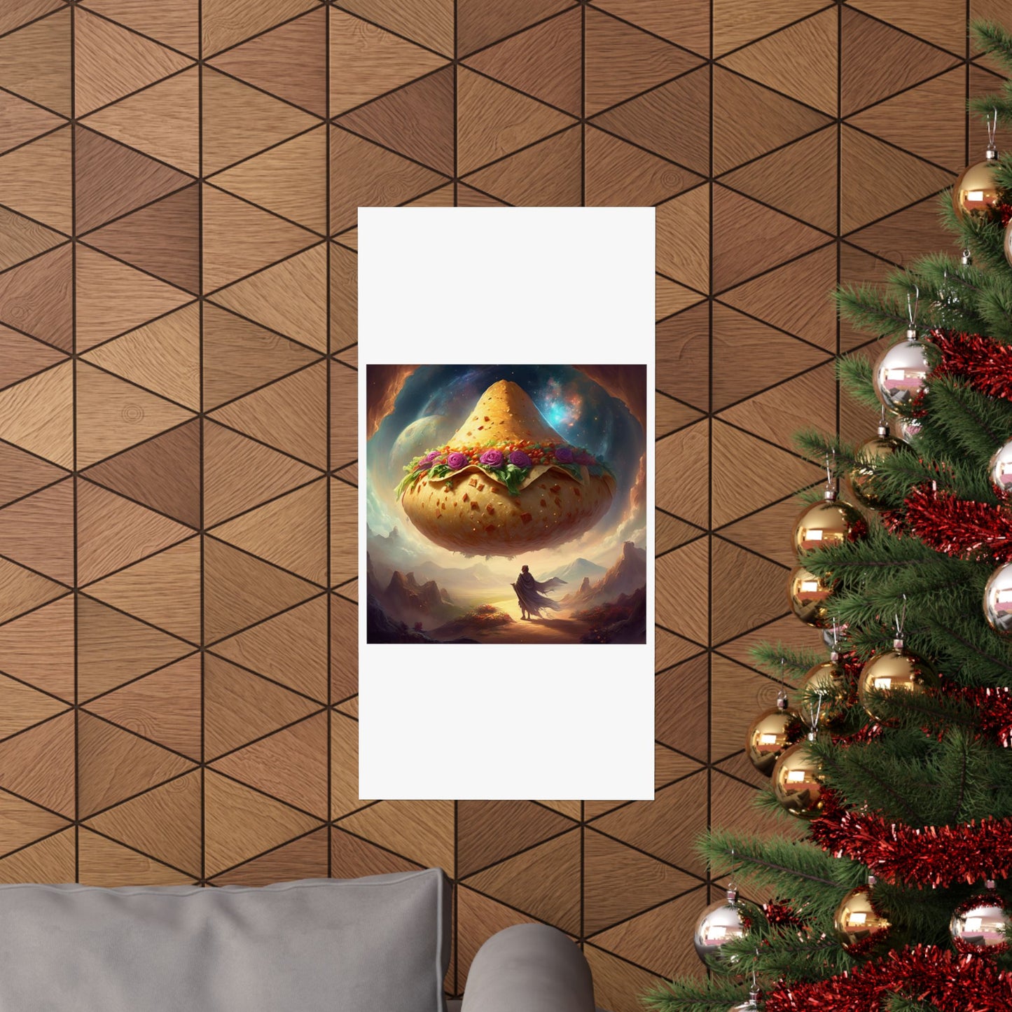 Cosmic Taco Planetoid Surreal Food Fantasy Art Poster