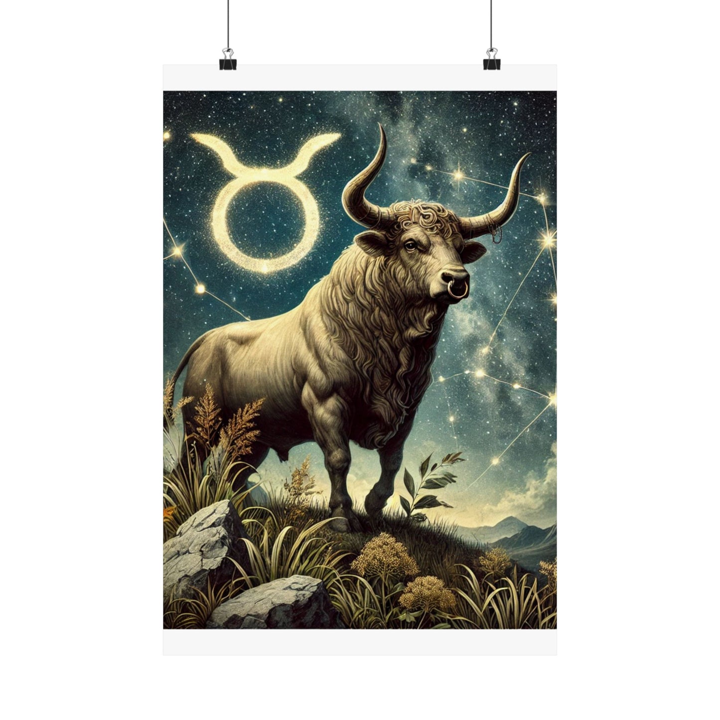 Taurus Bull Constellation Celestial Wall Art Poster