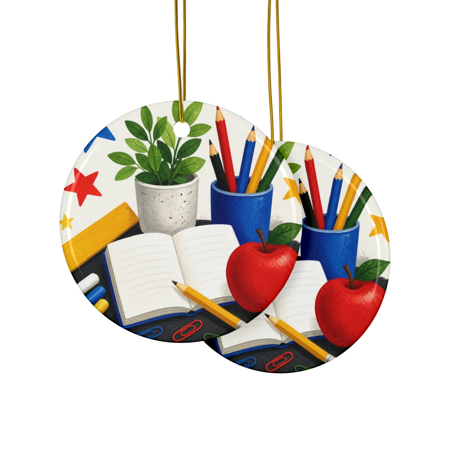 Colorful Classroom Supplies Teacher Appreciation Art Ceramic Ornament, Holiday K