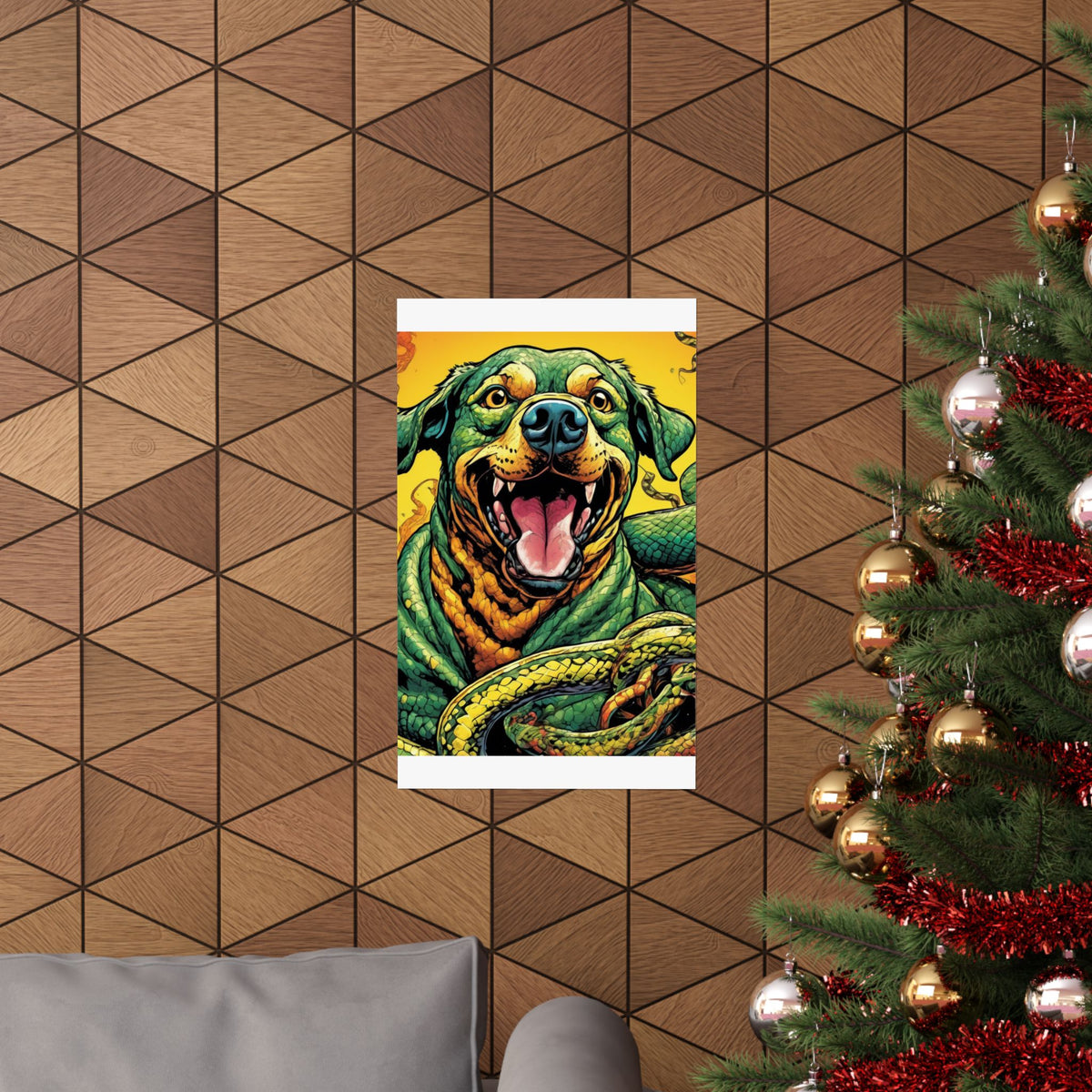 Surreal Serpent Hound Dark Fantasy Wall Art Poster