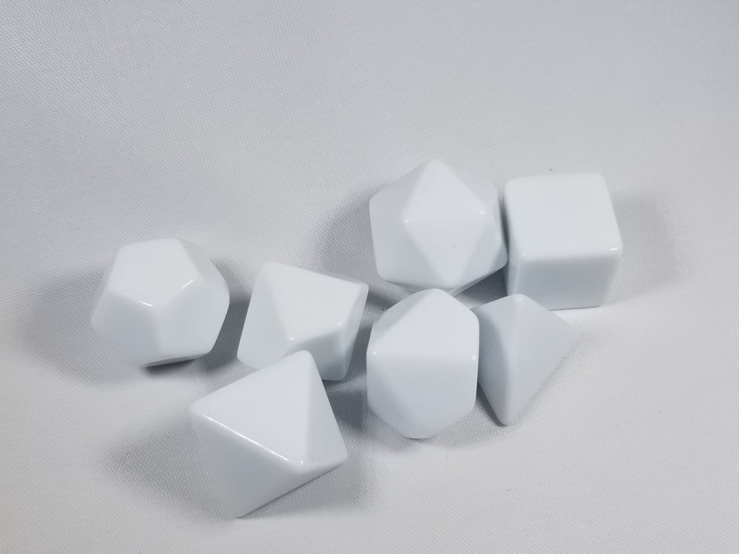 White Blank 7-Dice Set d4, d6, d8, d10, d12, d20 for Customization Ready DIY Bescon