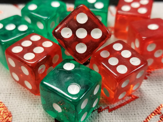 Christmas Dice Set 5 Green 5 Red Festive Unique Rare Set Casino Yahtzee Games