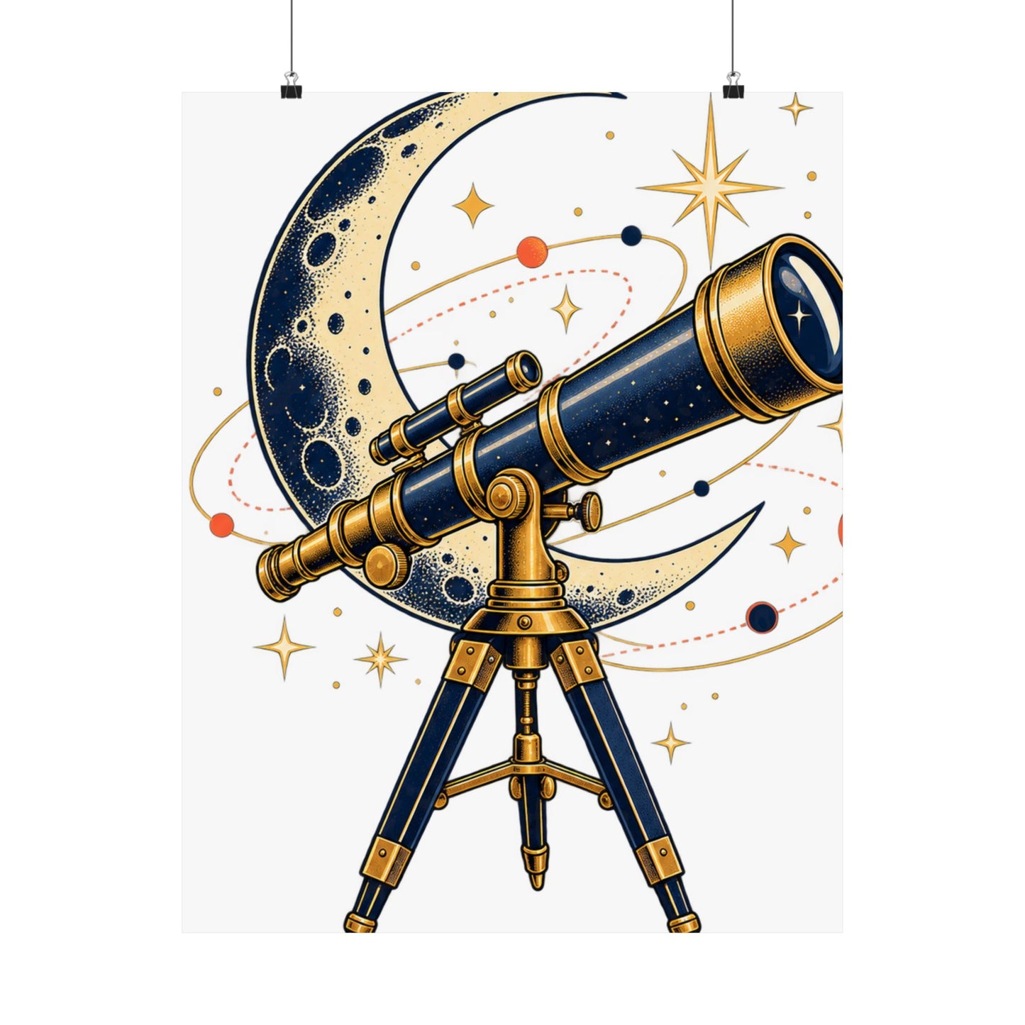 Vintage Telescope Celestial Astronomy Poster
