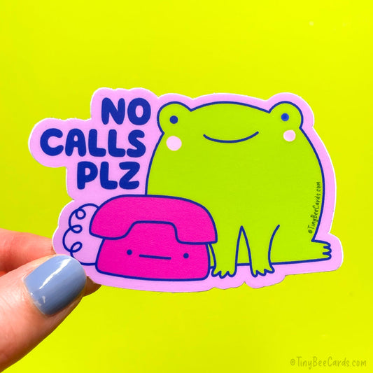 No Calls Please Frog Vinyl Sticker
