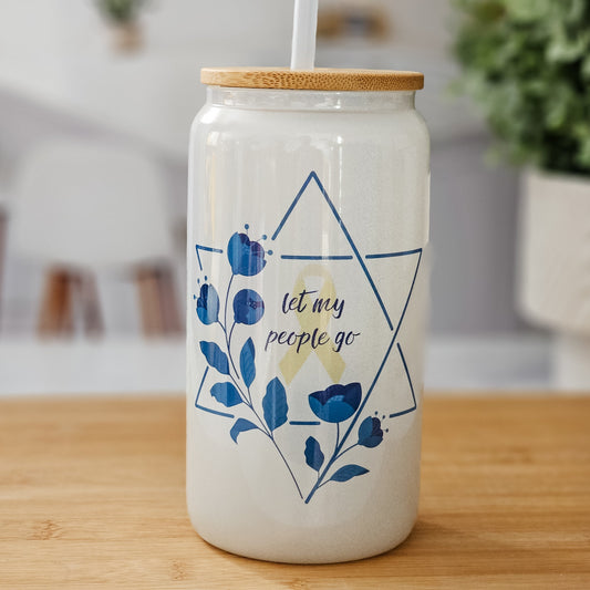 Let My People Go Yellow Ribbon Printed Glass Can Cup