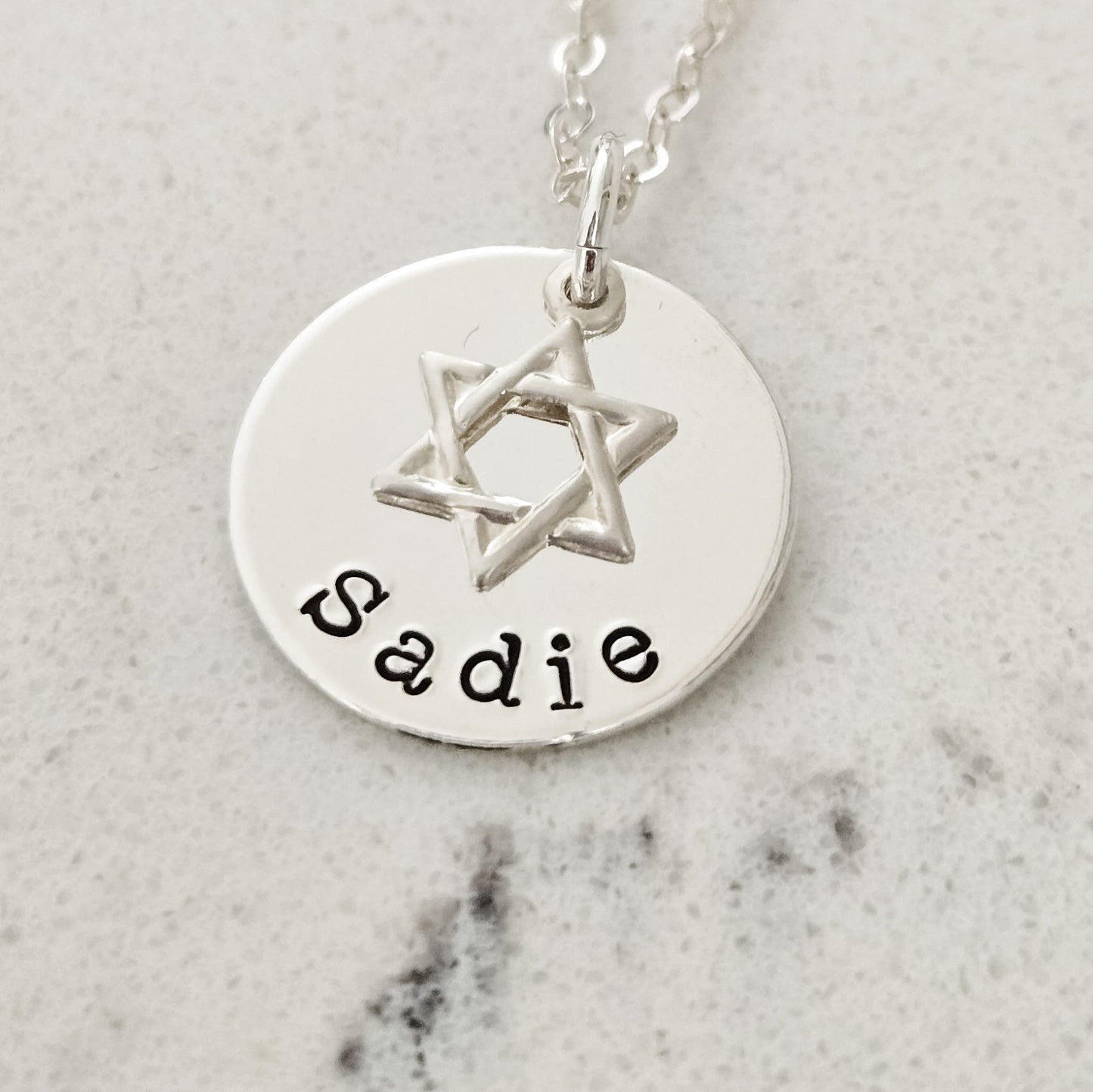Jewish Name Necklace with Magen David