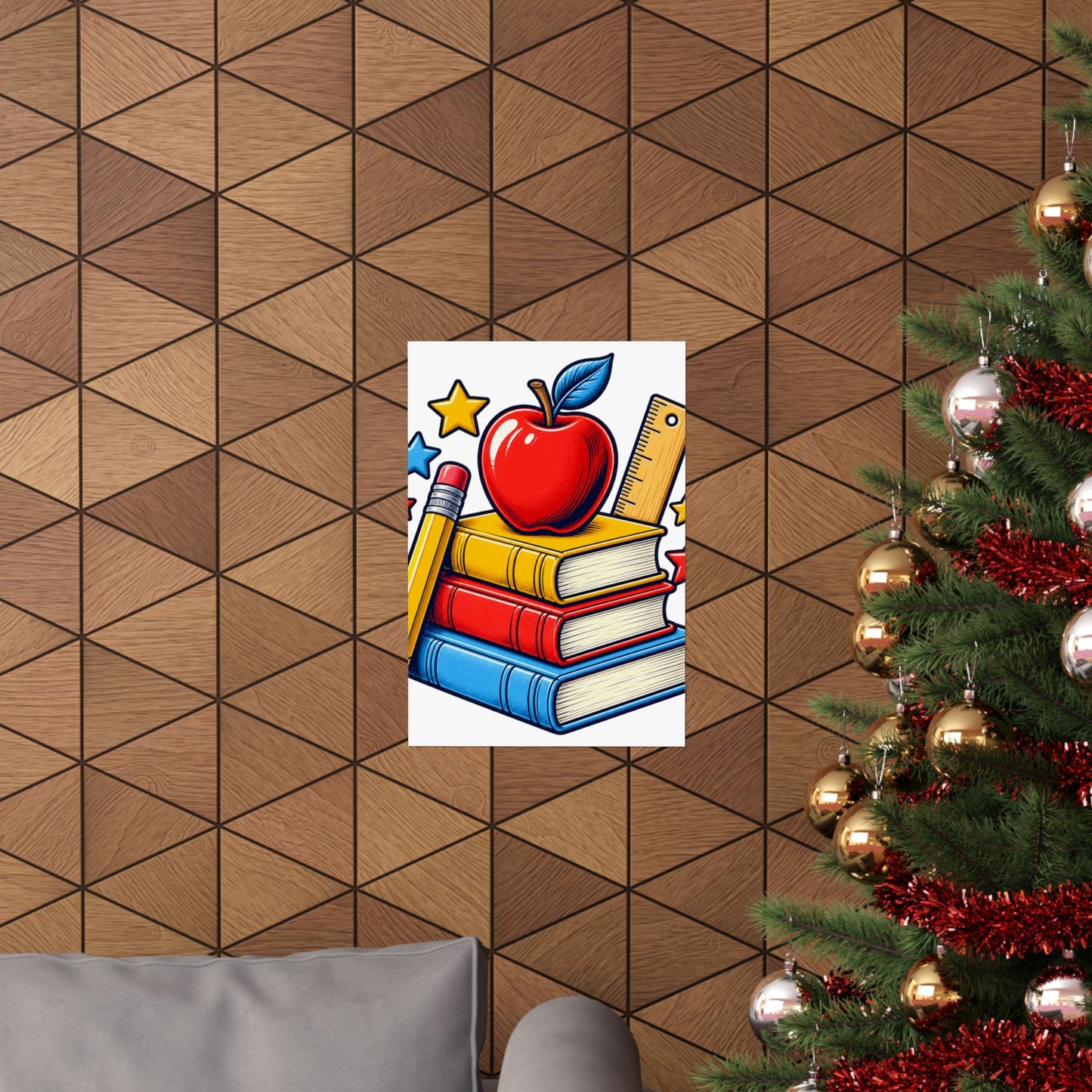 Retro School Books Apple Teacher Appreciation Art Poster