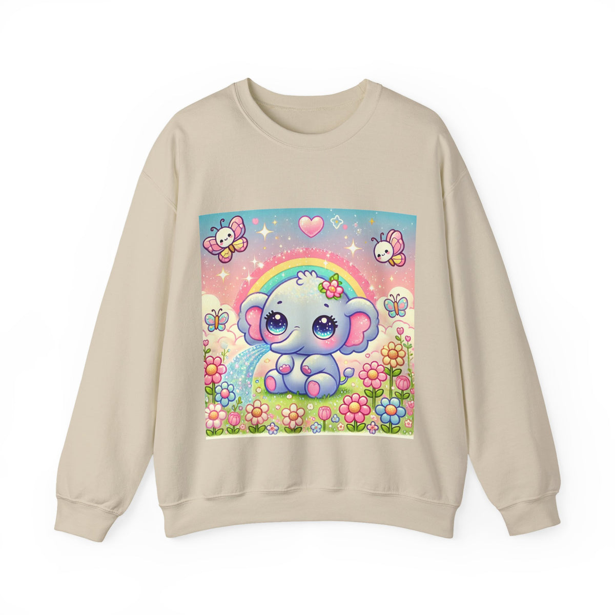 Pastel Rainbow Baby Elephant Floral Sweatshirt