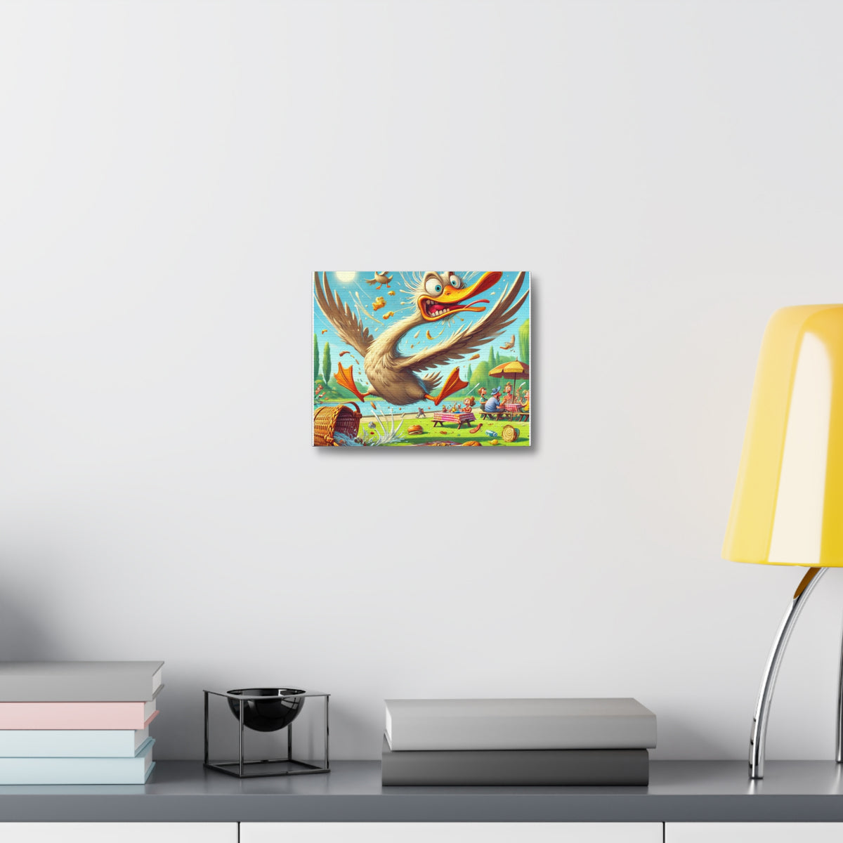 Chaotic Picnic Duck Funny Summer Canvas Wall Art