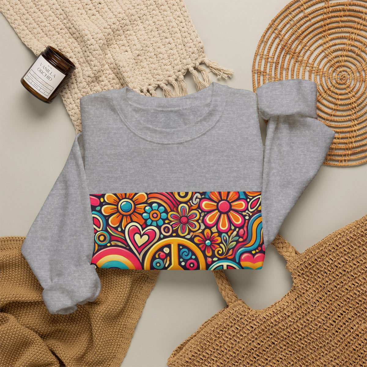 Colorful Peace Floral Pattern Sweatshirt