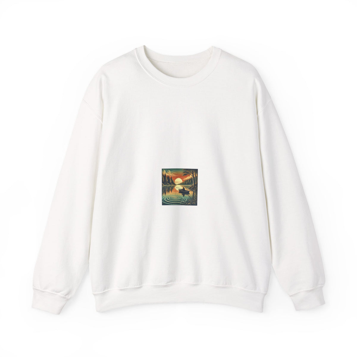 Sunset Lake Fishing Retreat Angler Crewneck Sweatshirt Nature Gift