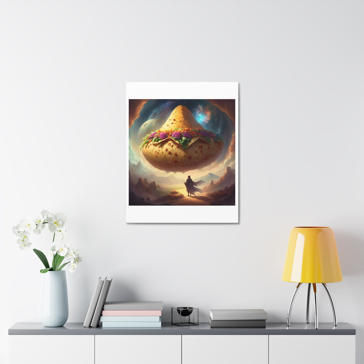 Cosmic Taco Planetoid Surreal Food Fantasy Art Canvas