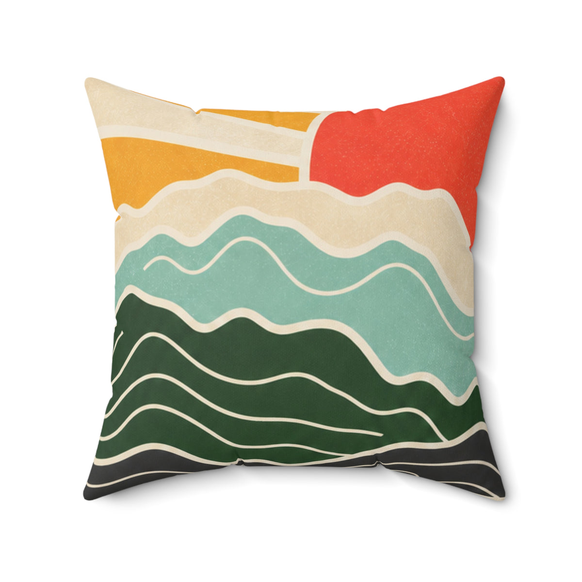 Topographic Sunrise Mid Century Decorative Pillow