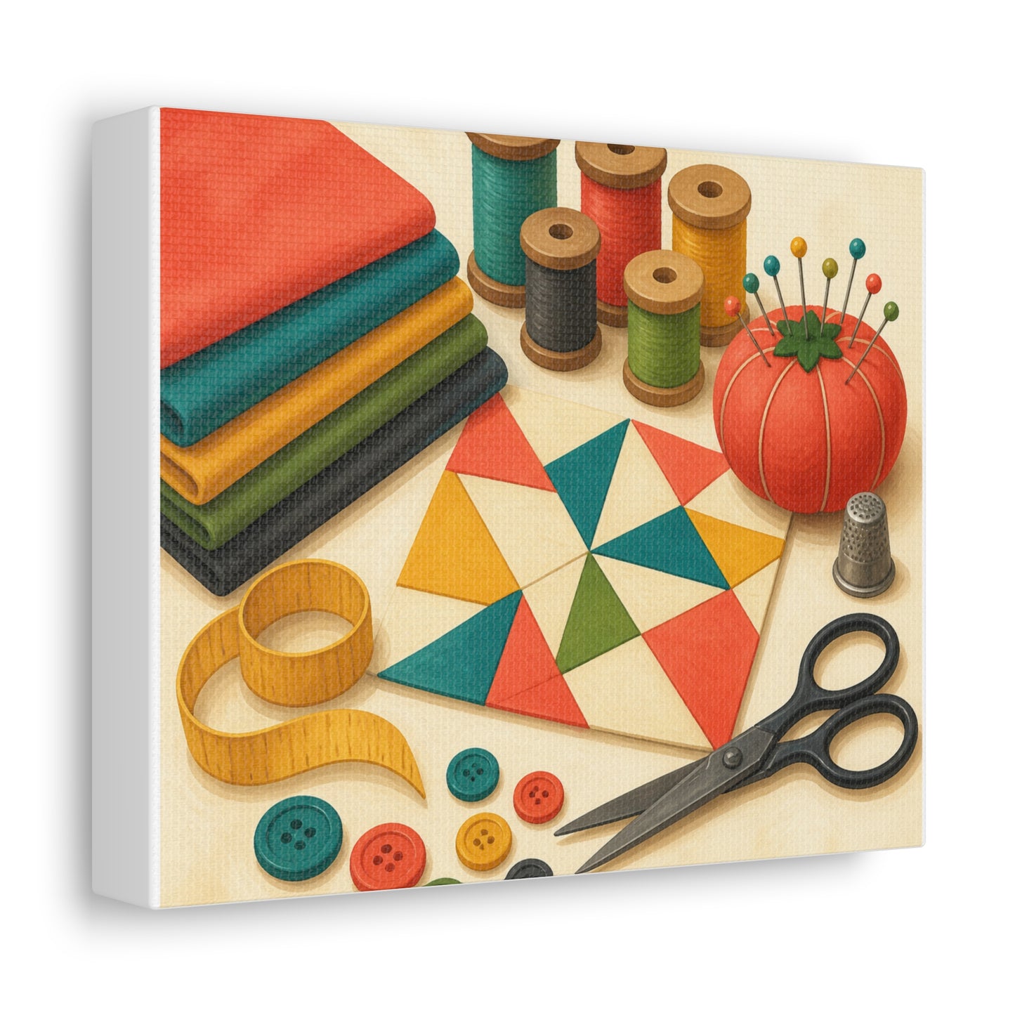 Colorful Sewing and Quilting Hobby Canvas Art