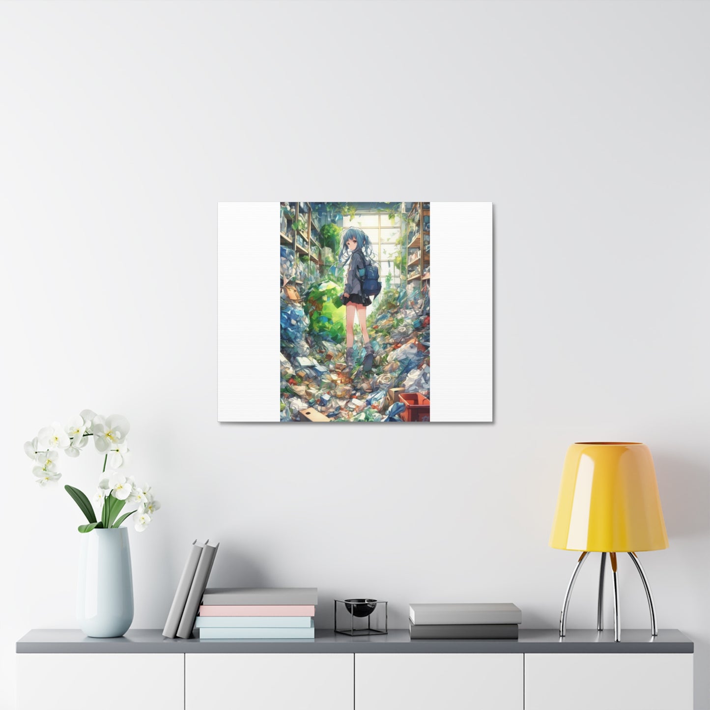 Green Recycling Alley Anime Girl Recycling Alley Canvas